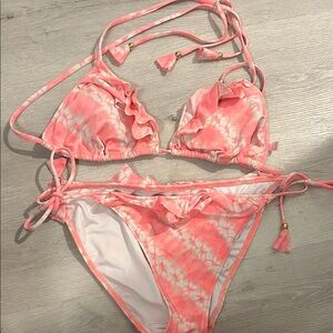 Victoria's Secret Pink Tie-Dye Ruffle Triangle Bikini